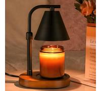 SOKCVSEA - Chauffe-bougies, compatible avec les verres à bougies, décoration de la maison, lampe chauffante réglable, base en bois classique (réglable rond)