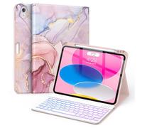 Soke Étui pour iPad (A16) 11e/10e génération avec clavier (2025/2022) - 7 couleurs rétroéclairé sans fil amovible avec porte-crayon intégré pour iPad 11/11", marbre rêveur