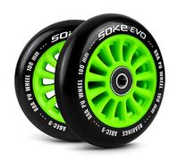 SOKE Lot de 2 roues de scooter - Diamètre : 110 mm - Axe : 8 mm - Roulement à billes ABEC 9 - Dureté 88A - Aluminium et polyuréthane - Pour surfaces dures - Vert