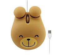Sokelinn-six Souris filaire filaire USB pour enfants avec jolie forme de dessin animé, 1600PDI 3 boutons ergonomiques pour PC, ordinateur portable et bureau (ours marron)
