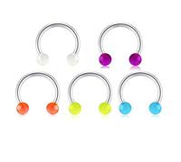 SOKNKSTF Lot de 5 anneaux de piercing en acrylique pour cartilage, hélix, tragus, lèvre, smiley (6,8 mm)