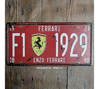 Sokomurg Plaque en métal rétro vintage amusante pour intérieur F1 ENZO Ferrari 1929 - Décoration murale pour garage, cuisine, bar, pub, club, café, maison, restaurant (1-rw-2)
