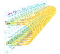 Sokqovt Lot de 24 câbles de raccordement Cat6a fins de 0,2 m - Câble Ethernet Cat6 flexible 10 G 550 MHz, cuivre pur 28 AWG Cat6 pour armoire réseau, jaune