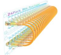 Sokqovt Lot de 24 câbles de raccordement Cat6a fins de 0,3 m - Câble Ethernet Cat6 flexible 10 G 550 MHz, cuivre pur 28 AWG Cat6 pour armoire réseau, orange