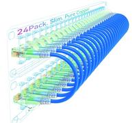 Sokqovt Lot de 24 câbles de raccordement Cat6a fins de 3 m - Câble Ethernet Cat6 flexible 10 G 550 MHz, 28 AWG en cuivre pur Cat6 pour armoire réseau, bleu