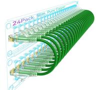 Sokqovt Lot de 24 câbles patch fins Cat6a - 0,3 m - Câble patch Ethernet flexible Cat6-10 G - 550 MHz - 28 AWG - En cuivre pur - Pour armoire réseau, câble patch Cat 6 - Vert