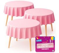 SOL 3pk Nappe Ronde Rose jetable | Nappes Rondes de fête de 140 cm pour Table Circulaire | Nappe Rose Housse de Table Ronde | Nappes Nappes Rondes Nappe Circulaire Nappe Ronde Rose