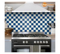 Sol Adhesif Lot de 12 stickers muraux brillants à damier, 4 couleurs, autocollants et repositionnables, for cuisine salle bain(WHITE)