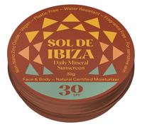 Sol De Ibiza - Protection Solaire Naturelle SPF30 - Visage & Corps - 100% naturel - Resistant à l'eau - Sans plastique - Sans produits chimiques - NOUVELLE TEXTURE CRÉMEUSE (30g)