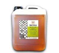 (Sol-éco) Huile Haute Protection | Protection du bois intérieur | Fluide et pénétrante | Tung et huile d'orange (D-limonène) | Parquet, plan de travail, salle de bain (5 litres)