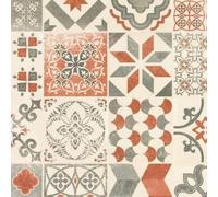 Sol Lino - Carreaux de Ciment - Rouge Brique - Rouleau de 3.00m x 6m