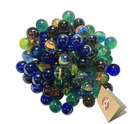 SOL Lot de 100 billes traditionnelles en verre pour enfants, couleurs assorties, billes œil de chat classiques pour jeux d'intérieur et d'extérieur, idéales pour les sacs de fête, les arts et