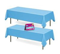 SOL Lot de 2 nappes longues bleues jetables en plastique - Protection contre les déversements - Design opaque pour garçons, anniversaires, baptêmes, communions, révélations de sexe, mariages et
