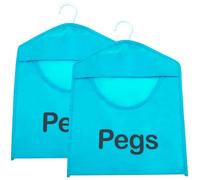 SOL Lot de 2 sacs à pinces à linge à suspendre, 39 cm x 28 cm, pour corde à linge, rangement lavable avec cintre, panier réutilisable à double couture, fabriqué pour le Royaume-Uni, organisateur