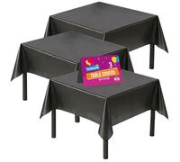 SOL Lot de 3 nappes noires carrées jetables en plastique pour fêtes - Protection contre les déversements - Décorations de Noël polyvalentes pour réveillon du Nouvel An 2026