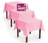 SOL Lot de 3 nappes roses pour fête | 121 x 121 cm | Nappe de fête en plastique | Nappe rose | Nappe de fête rose | Nappe rose | Nappe rose | Nappe en plastique rose