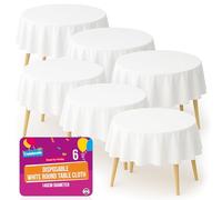 SOL Lot de 6 nappes rondes jetables blanches 140 cm Parfaites pour mariages, buffets, traiteurs, restaurants Protection durable contre déversements