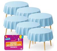 SOL Lot de 6 nappes rondes jetables bleues de 140 cm pour nappe circulaire - Protection durable contre les déversements - Parfaites pour les mariages, buffets, restauration, restaurants et événements