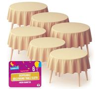 SOL Lot de 6 nappes rondes jetables dorées 140 cm Pour table de fête résistante aux déversements, idéale pour mariages, buffets, restaurants et événements