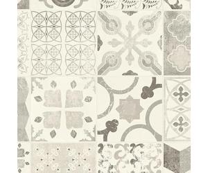 Sol PVC Lino - Imitation Carreaux de ciment noir (2m x 4m)