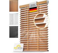Sol Royal BE5 - Store Vénitien en Bois Chêne 150x180 cm - Brise-Vue Fenêtre 50 mm Lamelles Extra Larges - Montage Facile Mur