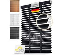 Sol Royal BE5 - Store Vénitien en Bois Noir 105x180 cm - Brise-Vue Fenêtre 50 mm Lamelles Extra Larges - Montage Facile Mur Plafond