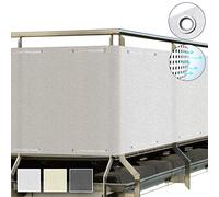 Sol Royal Brise Vue Balcon Extérieur 90x300 cm HDPE SolVision HB2 - Protection Opaque pour Balcon Terrasse, Résistant à l'eau & aux Intempéries - Cache Balcon Blanc avec Protection UV, Cordon