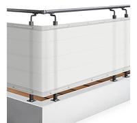Sol Royal Brise Vue Balcon extérieur PES avec œillets Cordons Protection UV | 90x500cm blanc vent terrasse cache résistant à l'eau aux intempéries balustrade opaque jardin occultation pare SolVision PB2