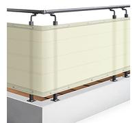 Sol Royal Brise Vue Balcon Extérieur PES SolVision PB2 90x300 cm Creme - Brise Vent Terrasse avec Œillets, Cordons, Résistant à l'eau & aux Intempéries - Cache Balcon 160 g/m² avec Protection UV