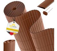 Sol Royal Canisse PVC 80x300 cm avec Triple Renfort - Canisse Brise-Vue Balcon PVC Cache Vue & Cloture Jardin Exterieur - Clips & Profilé de Finition Inclus Résistant Intempéries Anti-UV - Marron