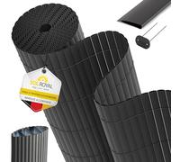 Sol Royal Canisse PVC 80x300 cm avec Triple Renfort - Canisse Brise-Vue Balcon PVC Cache Vue & Cloture Jardin Exterieur - Clips & Profilé de Finition Inclus Résistant Intempéries Anti-UV - Anthracite