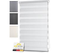 Sol Royal Store Enrouleur Double DL2 - Stores Jour Nuit sans Percage 110x150 cm - Occultant sans Percage Stores intérieures - Protection Solaire et visuelle Fenetre sans Percage Blanc