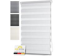 Sol Royal Store Enrouleur Double Jour Nuit occultant sans perçage intérieur | 110x150cm blanc protection solaire et visuelle fenêtre stores intérieures sans fixation pince pare-soleil DL2
