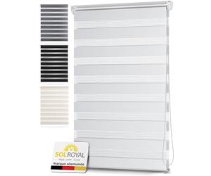 Sol Royal Store Enrouleur Double Jour Nuit occultant sans perçage intérieur | 110x150cm blanc protection solaire et visuelle fenêtre stores intérieures sans fixation pince pare-soleil DL2