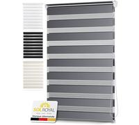 Sol Royal Store Enrouleur Double Jour Nuit sans perçage occultant intérieur | 50x150cm gris protection solaire et visuelle fenêtre sans stores intérieures fixation pince thermique DL2