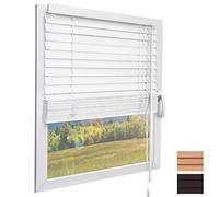 Sol Royal FSC Store vénitien en bois SolDecor JH3 - Blanc 50x130cm - Lamelles écologiques - Pour Fenêtres et Portes