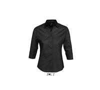 Sol’S Brighton - Chemise Femme à Manches 3/4 - Confortable avec Son Tissu en Stretch et Easycare - Noir - S