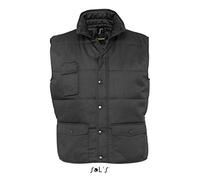 Sol’S Equinox Pro - Bodywarmer Professionnel - Matelassé - Multipoches - Col Montant à Boutons Pression - Gris Foncé - L