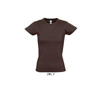 Sol’S Imperial Women - Tee-Shirt Femme Manches Courtes à col Rond - 100% Coton épais - Chocolat - L