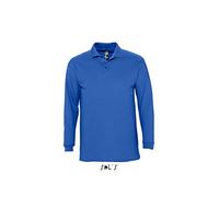 Sol’S Podium - Polo Homme à Manches Longues et col boutonné - Coupe cintrée - 100% Coton peigné - Royal - XL