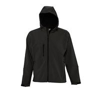 Sol’S Replay - Softshell Homme à Capuche - Veste zippée à Manches Longues imperméable et Respirante - Noir - S