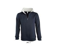 Sol’S Scott - Sweat Shirt Homme - col camioneur zippé - Confortable avec Bas et Poignets en Bord côte élasthanne - French Marine - L