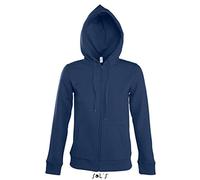 Sol’S Seven - Sweat Shirt Femme à Capuche doublée - Vest à Ouverture zippée et dissimulée - French Marine - L