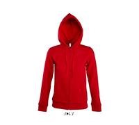 Sol’S Seven - Sweat Shirt Femme à Capuche doublée - Vest à Ouverture zippée et dissimulée - Rouge - M