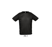 Sol’S Sporty - Tee Shirt Sport Homme - Manches Courtes raglantes - Technologie Dry fit - Anti-Transpirant - Noir - S