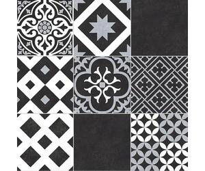 Sol Vinyle Link Plus - Carreaux de Ciment Noir et Blanc - Surface Brillante - Rouleau de 3.00m x 6m