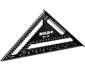 SOLA - Équerre de Charpentier RS 30-5 en 1 - Butée de 30 cm - Menuisier Robuste en Aluminium - Multifonction: Règle, Angle de Butée, Onglet, Échelle Métrique