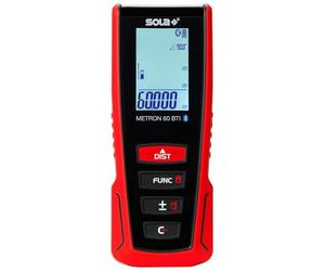 SOLA METRON 60 BTI - Télémètre laser 60 m - Télémètre laser avec transfert de données Bluetooth - Testeur laser avec 9 fonctions de mesure et batterie Li-Ion - IP54