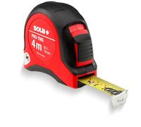 SOLA PRO-TMS - Mètre ruban inoxydable 4 m/19 mm - En acier inoxydable robuste - Laqué jaune avec échelle en mm - Classe de précision I - Mètre enrouleur avec crochet d'extrémité mobile - Longueur 4 m