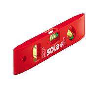 Sola Niveau à bulle PTM 5 – Plastique 20 cm, bande magnétique, 3 fioles, mesure 45°, Rouge